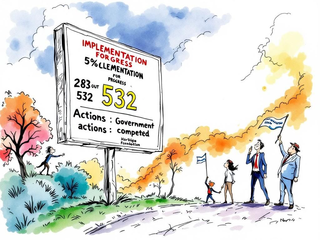 The Project 2025 scoreboard showing 53% of 532 recommended actions completed
