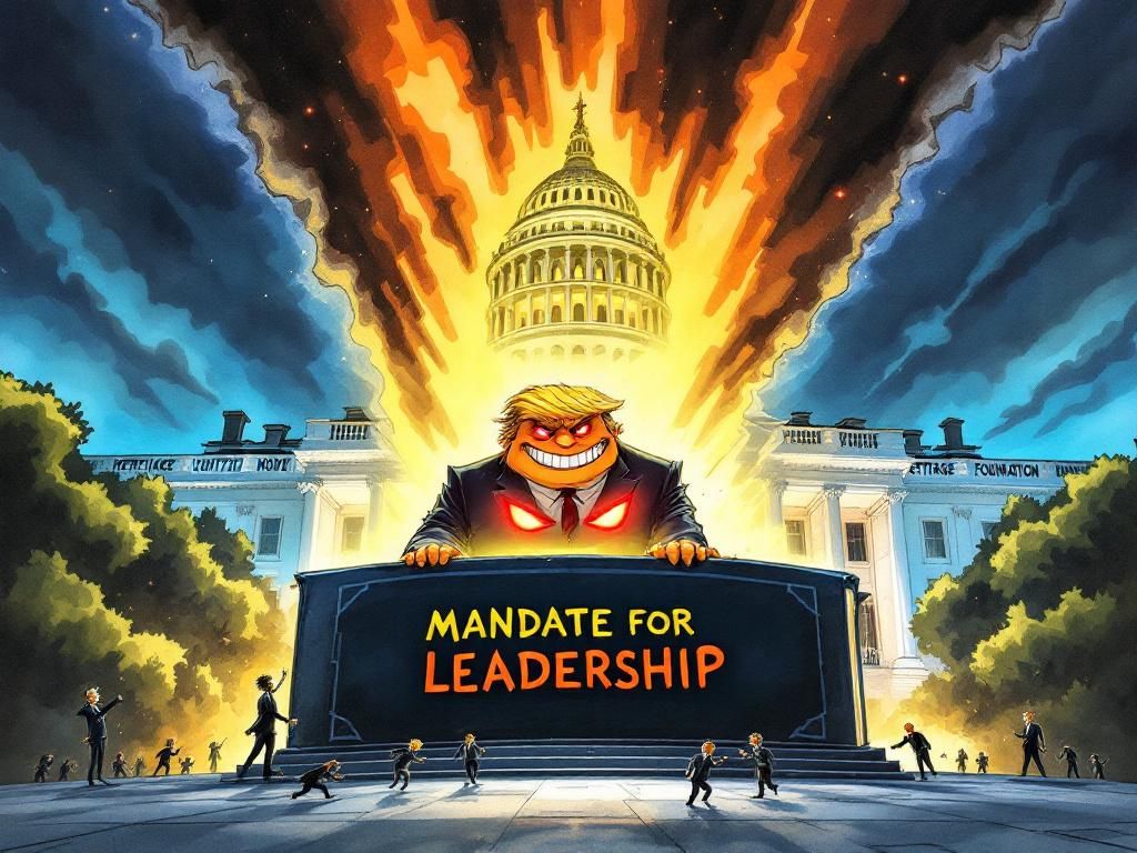 Trumpy-Wumpy and the glowing 900-page Project 2025 Mandate for Leadership book